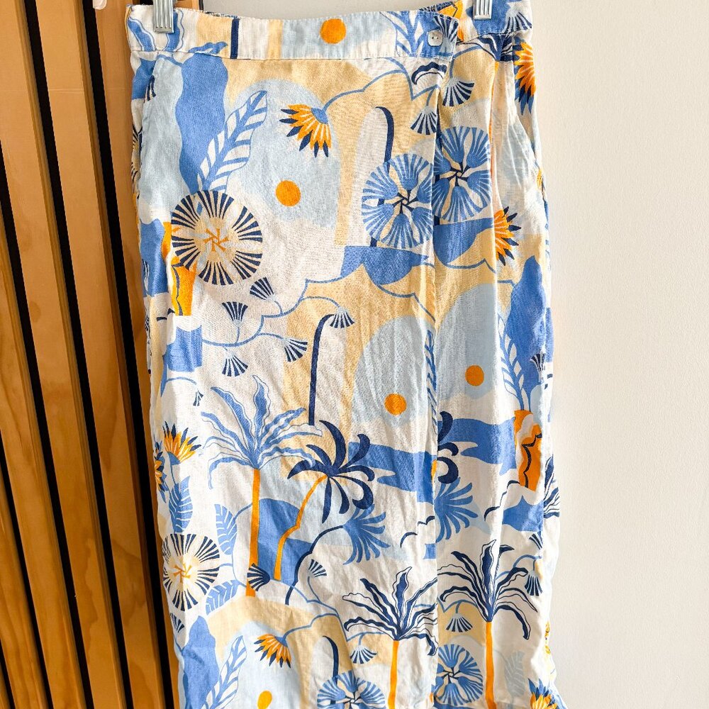 Nicole Miller Womens 100% Linen Tropical Beach Wrap Skirt Swim Cover (XL)